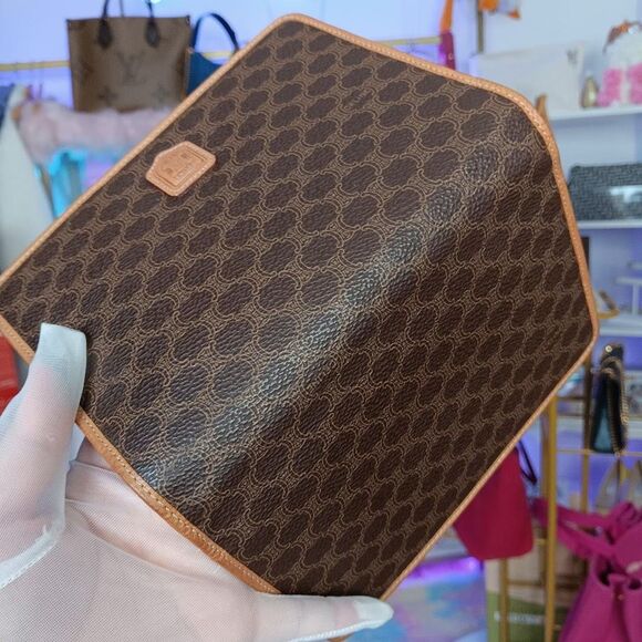 Rare VTG Celine Large Size Macadam Brown Leather Accordion Organizer Wallet - Picture 4 of 13